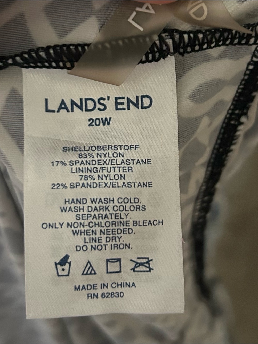 Lands' End Black and White Geometric Tankini Top - Picture 6 of 6